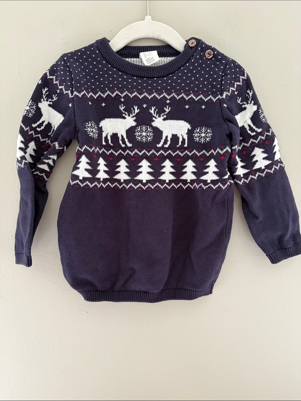 H&M Navy Reindeer Cotton Knit Sweater 2T